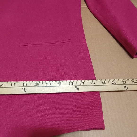 100% Wool Sag Harbor One Front Button Lined Women's Pink Suit Jacket Size 18 - Picture 9 of 10